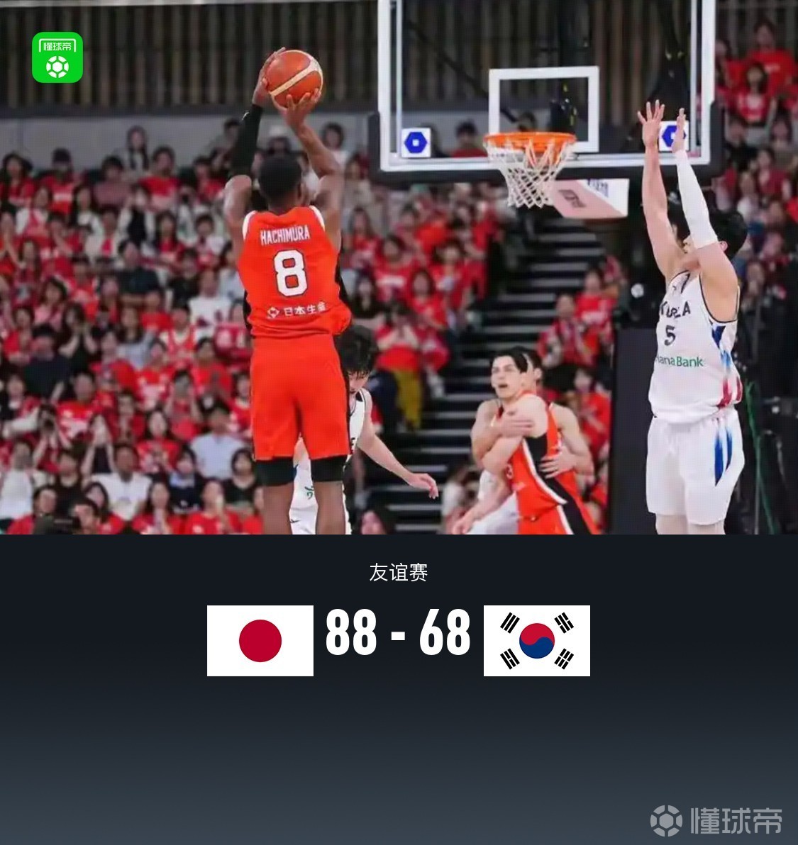 日本男籃88-68大勝韓國，八村回歸輕取22分，河村12+6